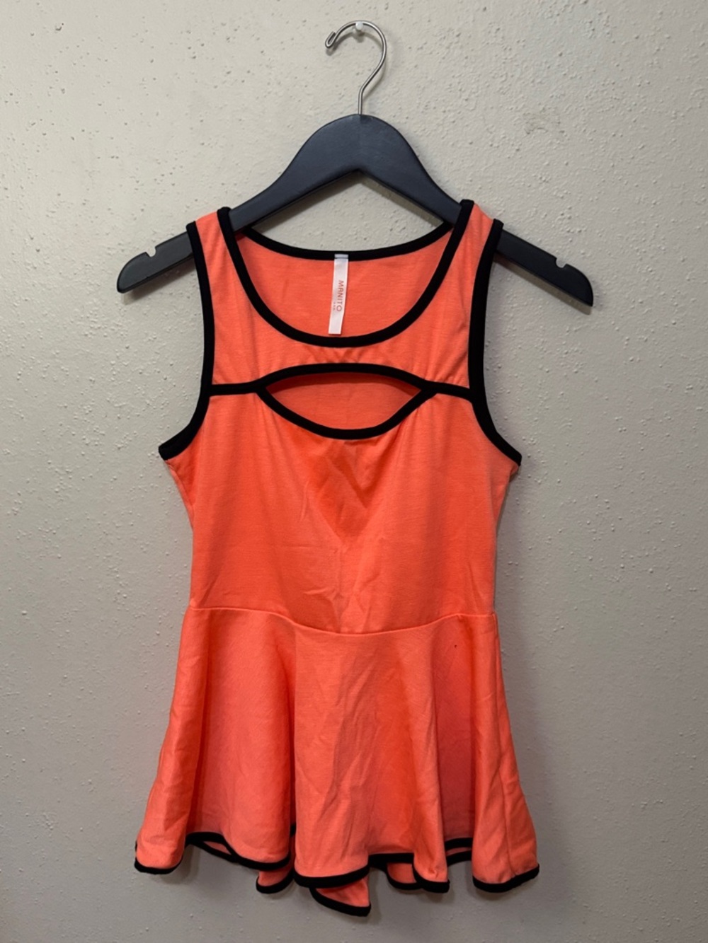 Women's Coral Tank with Black Trim and Cutout Peplum
